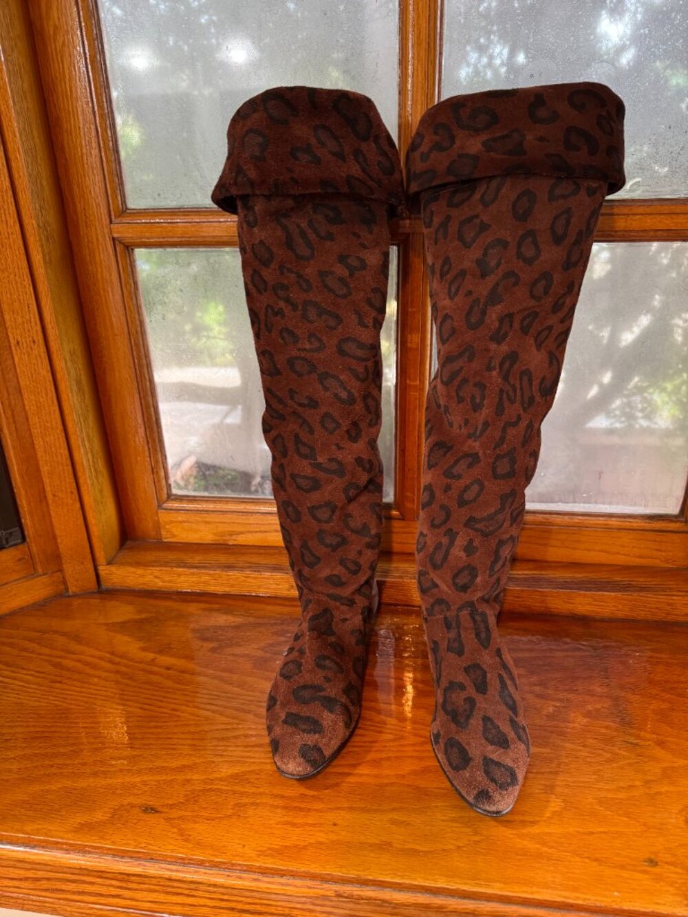 Vero Cuoio Animal Print Suede Leather Over-the-knee boots